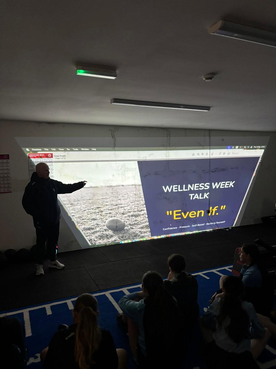 Trevor Casey speaking at Wellness Week in a secondary school
